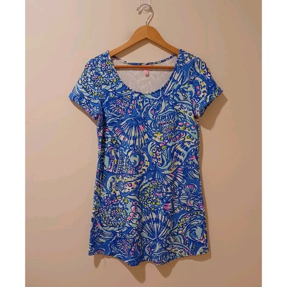 Lilly Pulitzer Tammy UPF 50+ Brilliant Ceviche Blue T-Shirt Dress S Resort Vacay - Picture 2 of 7